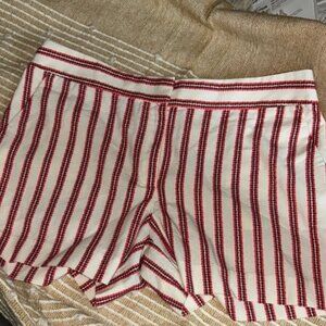Red and White Striped Bermuda Shorts